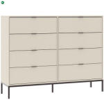 INTERMEBLE DECO komód bézs színben, 8 fiókkal, 150 cm