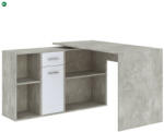 Intermeble CARROLL Sarok Íróasztal Beton/Fehér Színben. 121 cm