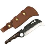 Depox Cutit japonez lucrat manual DEPOX®, Claw Blade, 27 cm, maro, teaca piele (2035)