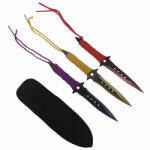 Depox Set trei cutite de aruncat, Ninja Assasin, otel inoxidabil, 19 cm, multicolor, teaca inclusa (2013)