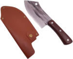 Depox Cutit tip satar DEPOX®, lucrat manual, Japan Buredo, 25.5 cm, otel inoxidabil, 220 g, maro, teaca piele inclusa (2039)