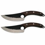 DEPOX Set doua cutite macelarie DEPOX, lucrate manual, Fine Cook, 27.5 cm, maro, teaca piele inclusa (2011)
