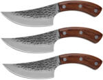 DEPOX Set trei cutite macelarie DEPOX®, lucrate manual, 24.5 cm, maro, teaca piele inclusa (2008)