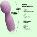  Mini Wand Vibrator Crushious Wanderlust, 10 Moduri Vibratii, Silicon, USB, Lila, 15 cm Vibrator