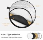 K&F Concept Reflector K&F Concept rotund de 56cm Difuzor de lumina 5 in 1 disc pliabil multi-disc cu geanta de transport KF18.0001