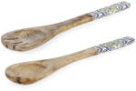 Bizzotto Set 2 linguri servire salata lemn mango maro email multicolor Majolica 6, 5x1x28h (0551022deco) Tacam