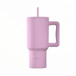 Estia Home Art Straw Tumbler XL Save The Aegean Reciclabil Pahar cu Mâner Termos Oțel Inoxidabil Fără BPA 900ml Lavandă cu Pai și Mâner 01-41472 (01-41472)