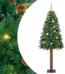 vidaXL Brad de Craciun subtire Verde 180 cm PVC si lemn de PIN masiv GartenMobel Dekor (3394861)