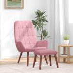 vidaXL Scaun de relaxare cu taburet, roz, catifea GartenMobel Dekor (3315142)