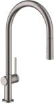 Hansgrohe Talis M54 - Baterie chiuvetă cu duș extractibil, negru crom periat 72842340 (72842340)