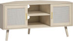HomCom Comodă TV de colț 115 cm, mobilier pentru televizoare până la 165, 1 cm, 2 uși din ratan 2 compartimente, stejar | Aosom Romania (83B-747V00AK)