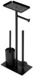 ModernHome AIE-46 WC-papír tartó állvány WC-kefével és polccal, fekete