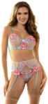 Subblime Sets Subblime - 954109 Bra + Bugyi Harisnyakötővel Virágmintás Kék S/m