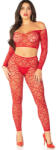 Leg Avenue Bodystockings Leg Avenue - Crop Top + Piros Harisnyák Egyméretűek