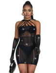 Subblime Dresses Subblime - 952235 Hálós Ruha Fekete Strasszokkal Egyméretű,