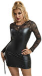 Subblime Dresses SUBBLIME - Fekete csipkés hosszúujjú ruha S/M
