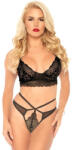 Leg Avenue Lace bralette and thong, black, S/M