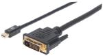 Manhattan Kábel - Mini DisplayPort 1.2a to DVI kábel (Mini DisplayPort 1.2a Male to DVI-D 24+1 Male, 1.8 m, Fekete) 152150 (152150)