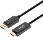 Manhattan Kábel - DisplayPort to HDMI ( DisplayPort 1.2, 4K60hz, 1m, Fekete) 153195 (153195)