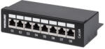 Manhattan asztali patch panel - CAT6A FTP árnyékolt patch panel, 8 portos, Fekete (720908)