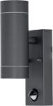 TRACON Tracon SPGU10IPFS2A Oldalfali spot lámpatest mozgásérzékelővel, kültéri, antracit 100-240VAC, 50Hz, 2xGU10, max35W, 10s-4min, max 8m, 3-2000lx, IP44 (SPGU10IPFS2A)