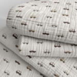  Dupla géz / Muszlin textil - 155 cm autós mintával