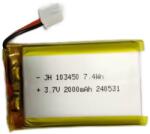 JHXNY 103450 Li-ion akkumulátor (2000mAh, 3.7V) - ZHR-2 csatlakozóval (JH103450BAT2000)