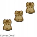 CottonCord 3 db Fa karácsonyi harang gravírozott rétegelt lemezből 3cm 2. minta (CottonCord)