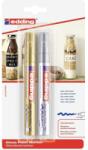 edding Marker vopsea Edding 750, corp metalic, varf rotund 2-4 mm, set 2 culori auriu si argintiu (ED7505354)