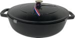 Staub öntöttvas mély serpenyő, öntöttvas fedővel 28 cm átmérőjű, fekete. (43)