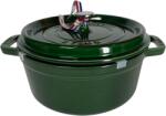 Staub Öntöttvas főzőedény, zománcozott, 24 cm/3, 7 liter, Cocotte Ronde kerek, Bazsalikom zöld (32)