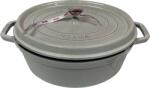 Staub Öntöttvas főzőedény, zománcozott, 31 cm/5, 5 liter, Cocotte Ovale tört fehér, fehér szarvasgomba színű /47/