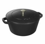 Staub Öntöttvas főzőedény, zománcozott, 24 cm/4 liter, Cocotte Ronde fekete matt /6/