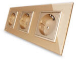LIVOLO Priza tripla cu rama din sticla Livolo (C7-SR/SR/SR-13)
