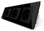 LIVOLO Priza tripla cu rama din sticla Livolo (C7-SR/SR/SR-12)