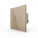 LIVOLO Intrerupator dublu cap scara - cap cruce cu touch Livolo din sticla (VL-C702S-13)