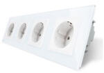 LIVOLO Priza cvadrupla Livolo cu rama din sticla (C7-SR/SR/SR/SR-11)