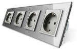 LIVOLO Priza cvadrupla Livolo cu rama din sticla (C7-SR/SR/SR/SR-15)