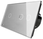 LIVOLO Intrerupator simplu + dublu cu touch Livolo din sticla (VL-C701/C702-15)