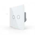 LIVOLO Intrerupator dublu cap scara - cap cruce wireless cu touch Livolo din sticla (VL-C702SR-11)