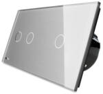 LIVOLO Intrerupator dublu + simplu cu touch Livolo din sticla (VL-C702/C701-15)