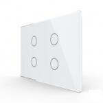 LIVOLO Intrerupator cvadruplu cap scara cruce cu touch Livolo din sticla, modular, standard Italian (VL-FC4S-3G-11)