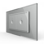 LIVOLO Intrerupator tactil simplu + Intrerupator tactil simplu, 4M, cu rama sticla, Livolo (VL-2FC1-2IP-P9E)
