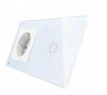 LIVOLO Priza simpla din sticla + Intrerupator simplu cap scara cap cruce din sticla cu touch Livolo (577)