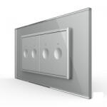 LIVOLO Intrerupator tactil dublu cap scara cruce + Intrerupator tactil dublu cap scara cruce, 4M, cu rama sticla, Livolo (VL-2FC2S-2IP-P9E)