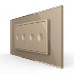 LIVOLO Intrerupator tactil dublu + Intrerupator tactil dublu, 4M, cu rama sticla, Livolo (VL-2FC2-2AP-P9E)
