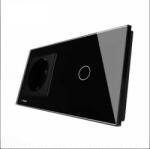 LIVOLO Priza simpla din sticla + Intrerupator simplu cap scara cap cruce din sticla cu touch Livolo (580)
