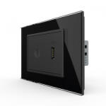 LIVOLO Intrerupator tactil simplu + priza USB, 3M, rama sticla, Livolo (VL-FC1-FCUS-2BP-P9E)