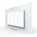 LIVOLO Intrerupator tactil simplu + Intrerupator tactil simplu, 4M, cu rama sticla, Livolo (VL-2FC1-2WP-P9E)