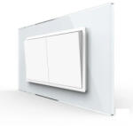 LIVOLO Intrerupator mecanic dublu cap scara, 4M, cu rama sticla (VL-2FCMKS-2WP-P9E)